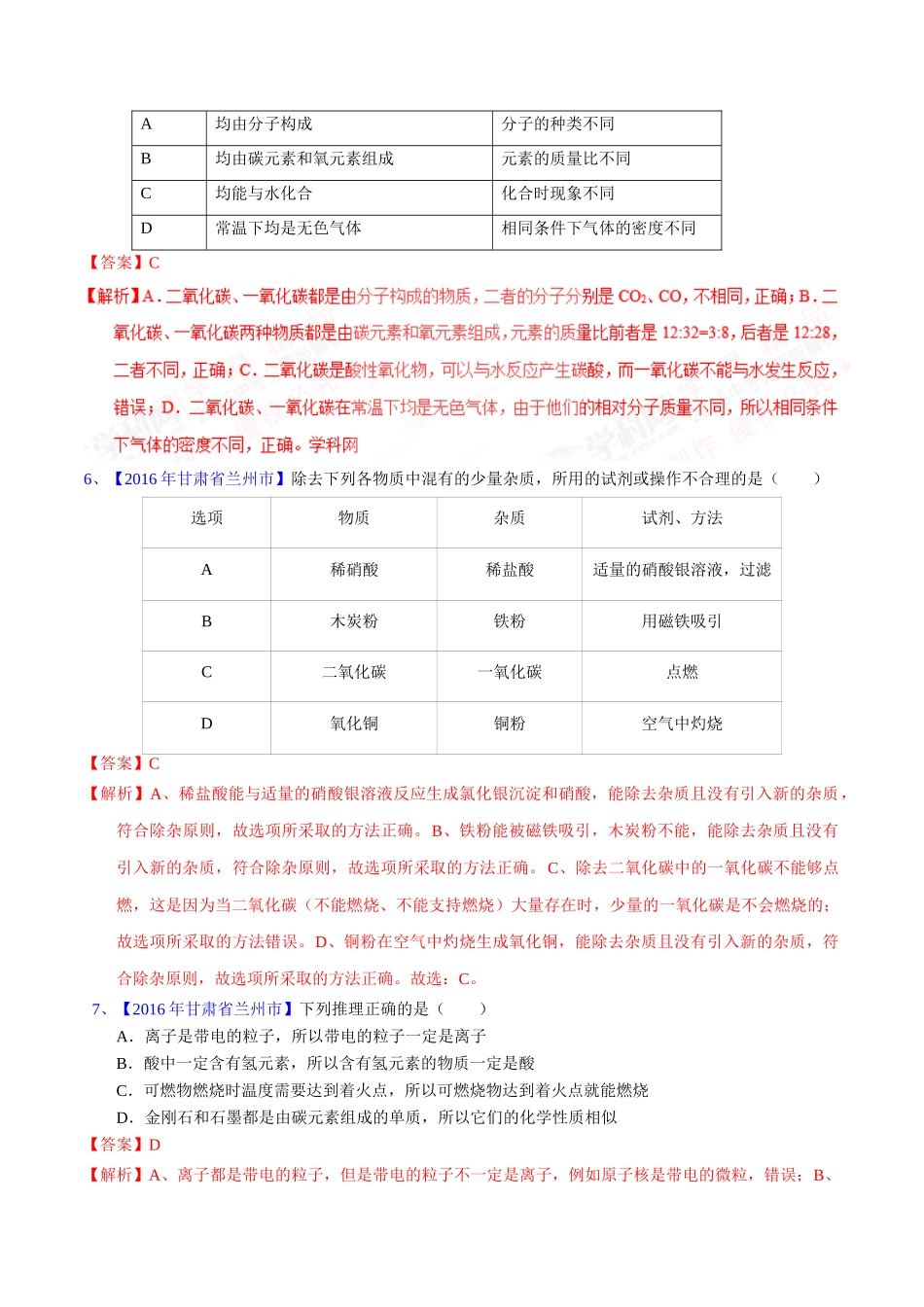 专题6.1  碳单质及其氧化物（第02期）-2016年中考化学试题分项版解析汇编（解析版）.doc_第2页