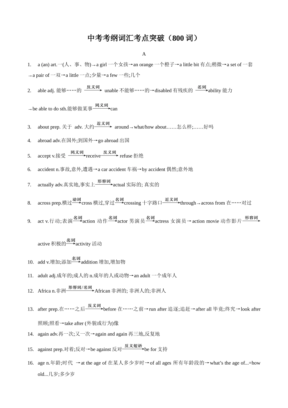 专题6.中考考纲词汇考点突破（800词）（背诵版）-【初中英语】备战2024年中考一轮复习.docx_第1页