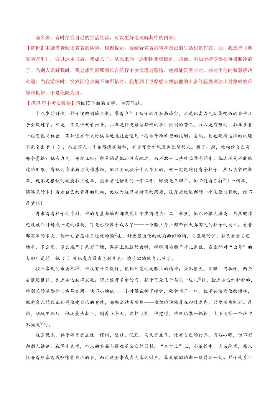专题07 名著阅读-2020年中考语文真题分项汇编（全国通用）（解析版）.docx_第3页