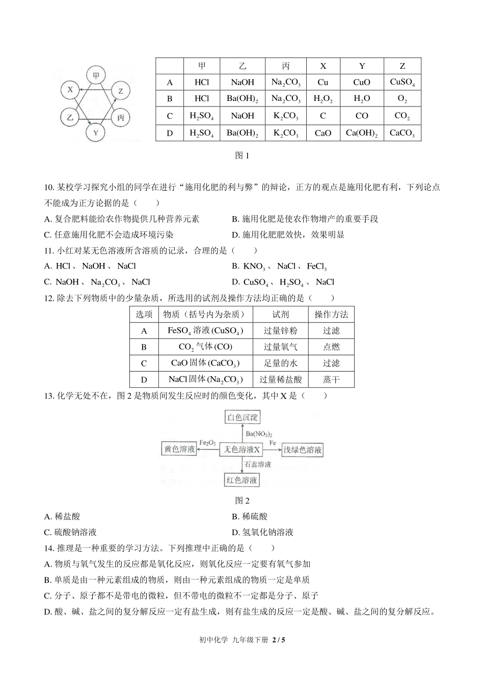 人教版初中化学九年级下册第十一单元测试试卷-含答案02.pdf_第2页
