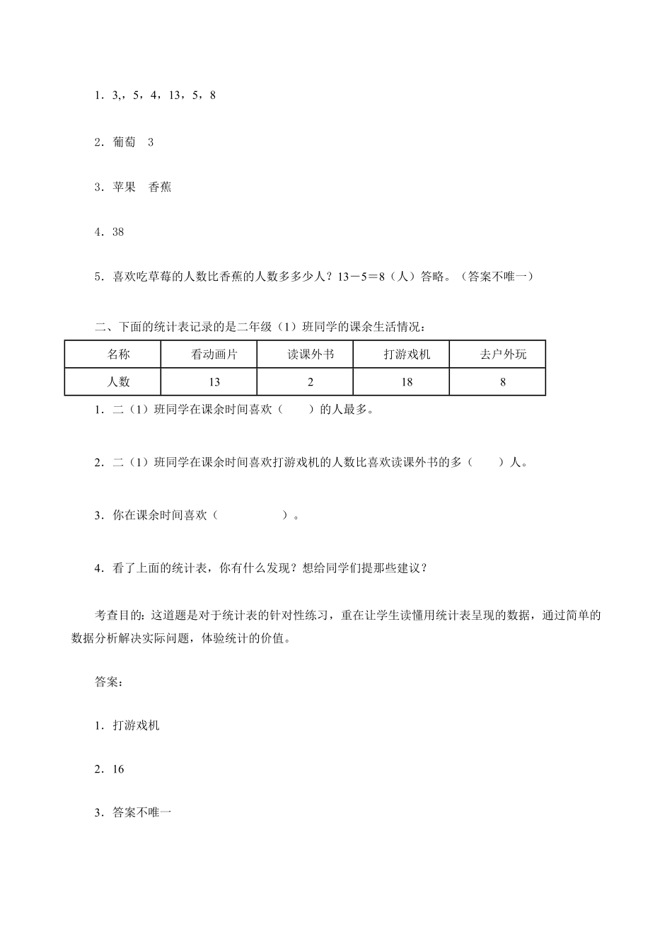 人教版二年级数学下册同步测试-数据收集整理含答案.pdf_第2页