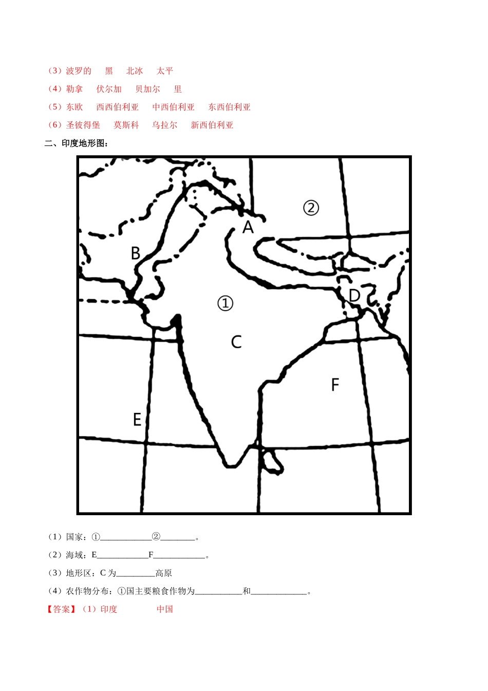 专题10 俄罗斯和印度（解析版）-【识图速记】初中地理必备识图速记手册与变式演练.docx_第2页
