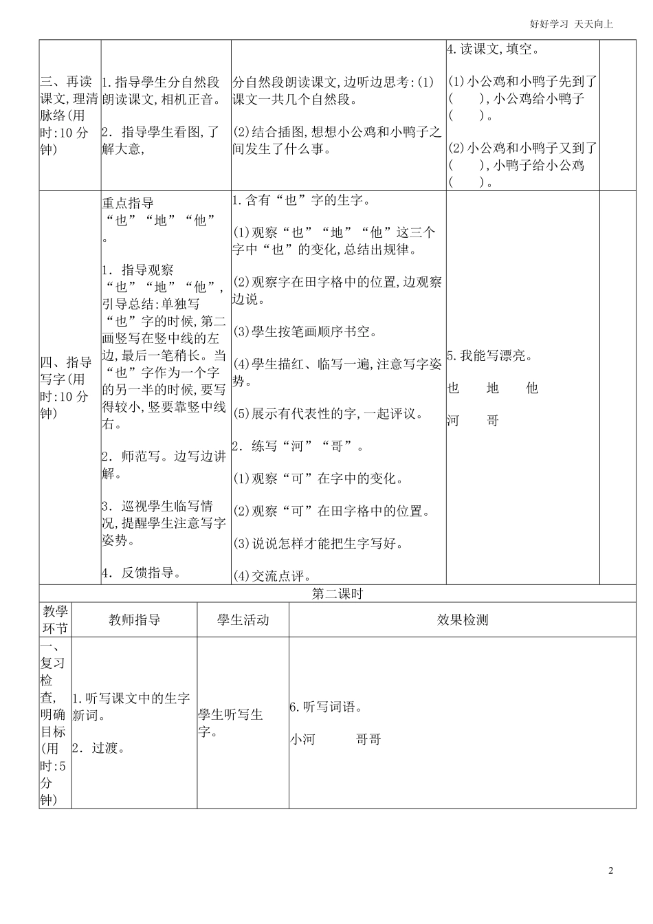 人教部编版小学语文一年级下册-5-小公鸡和小鸭子-学案-试卷含答案.pdf_第2页
