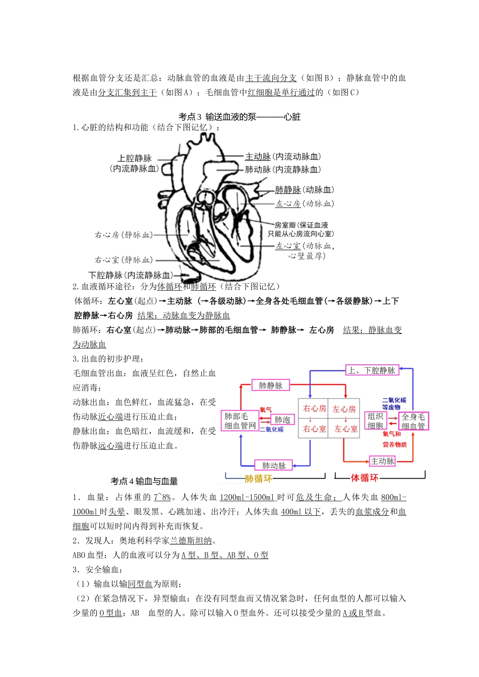 专题10人体内物质的运输和废物的排出（知识）-备战2023年中考生物一轮复习考点（全国通用）.docx_第2页