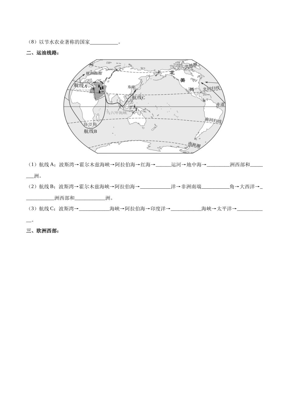 专题11 中东和欧洲西部（原卷版）-【识图速记】初中地理必备识图速记手册与变式演练.docx_第2页