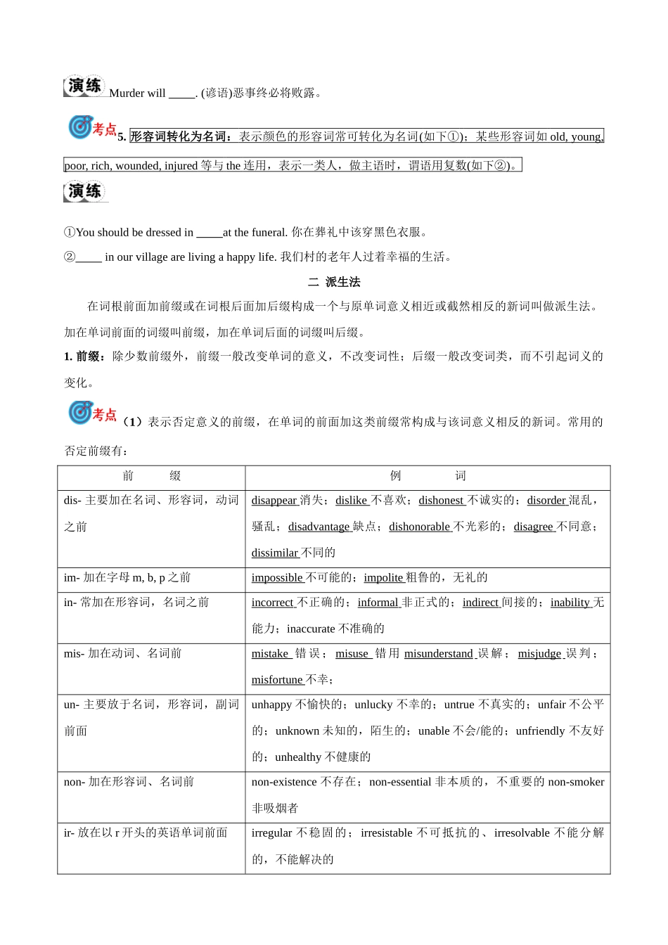 专题11.构词法考点聚焦和精讲（原卷版）-【初中英语】备战2024年中考一轮复习.docx_第2页