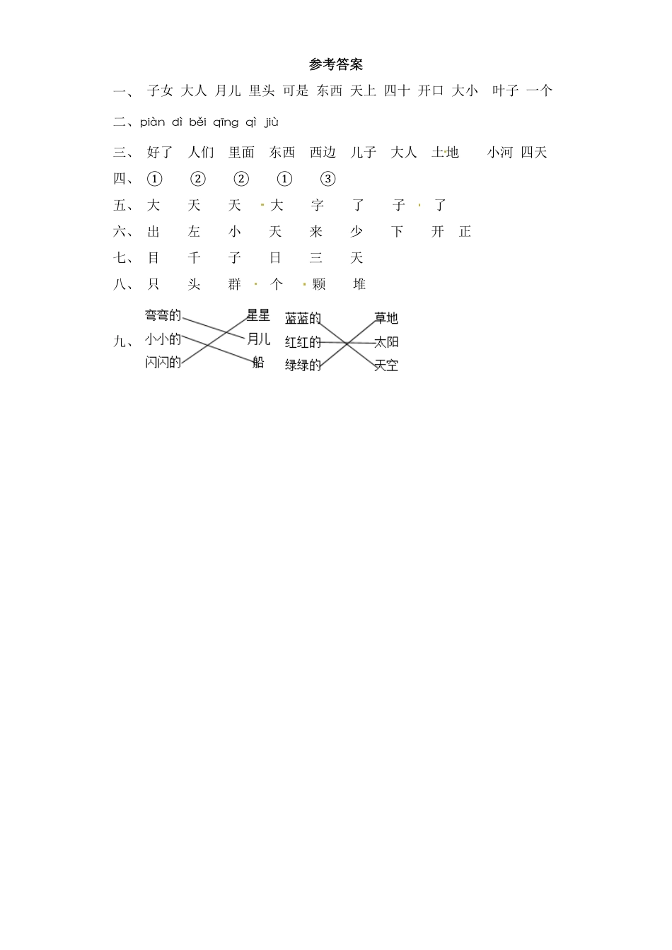 部编版一年级上册语文试卷-第四单元字词专项练习含答案.pdf_第3页