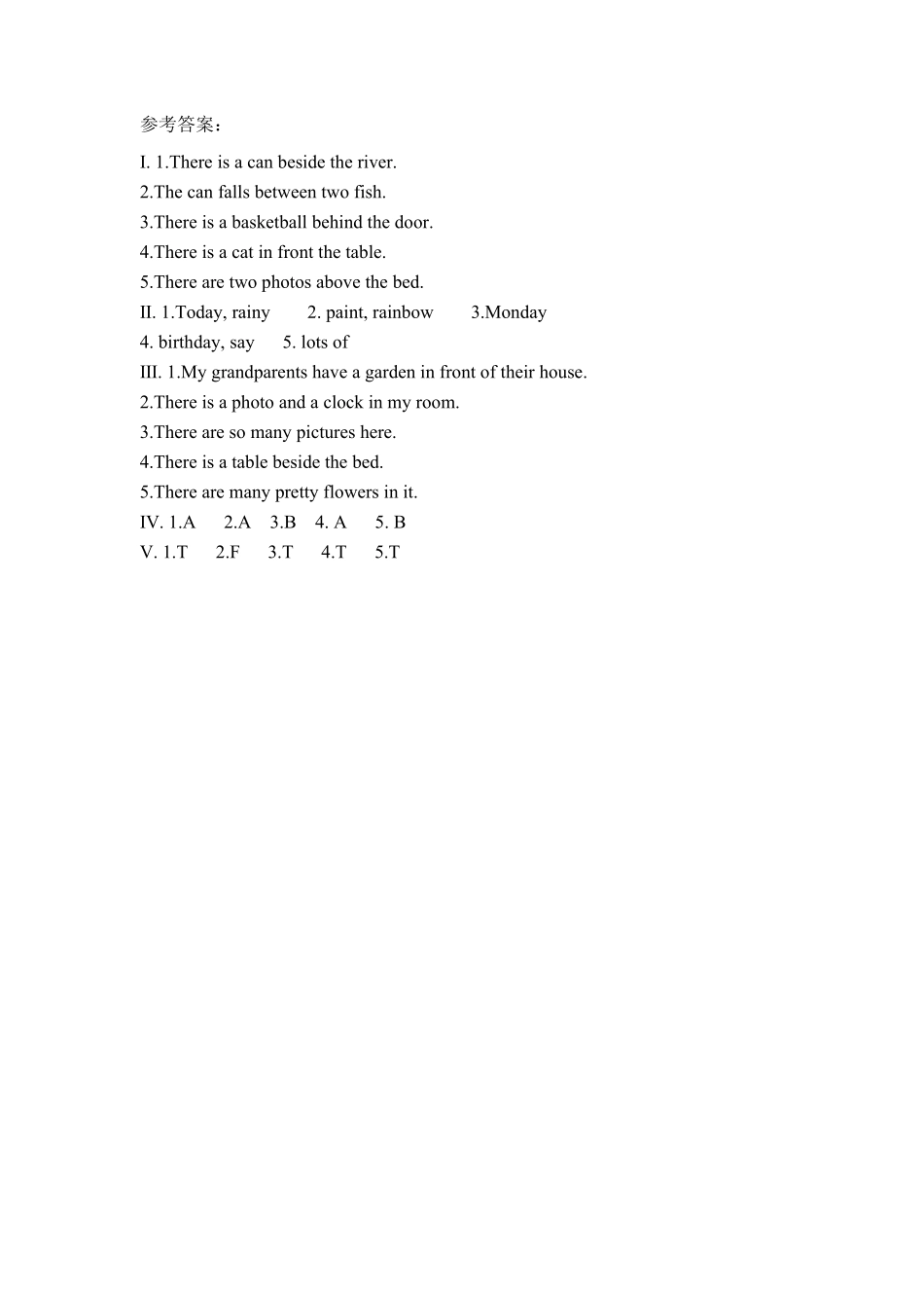 人教PEP版英语五年级上册课时练习-Unit5Thereisabigbed第六课时含答案.pdf_第3页