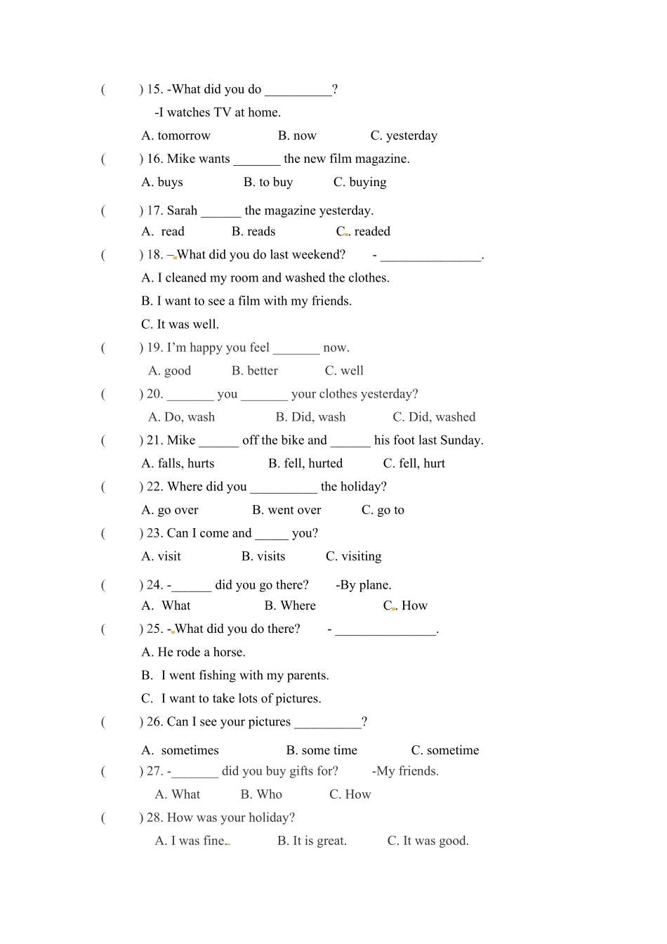 人教PEP版英语六年级下册期末专项卷-单选含答案.pdf_第2页