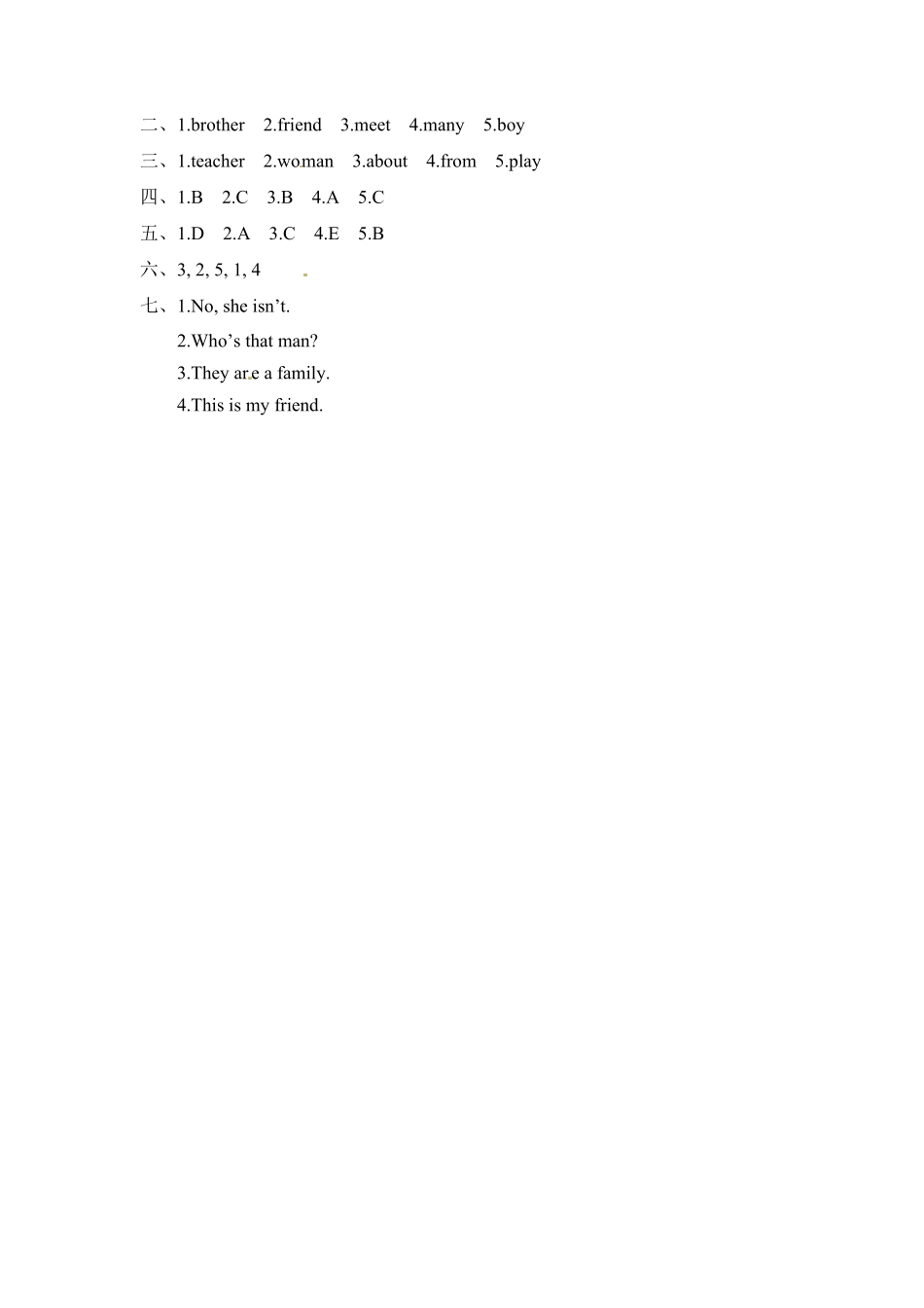 人教PEP版英语三年级下册一课一练-Unit2Myfamily课时3含答案1.pdf_第3页