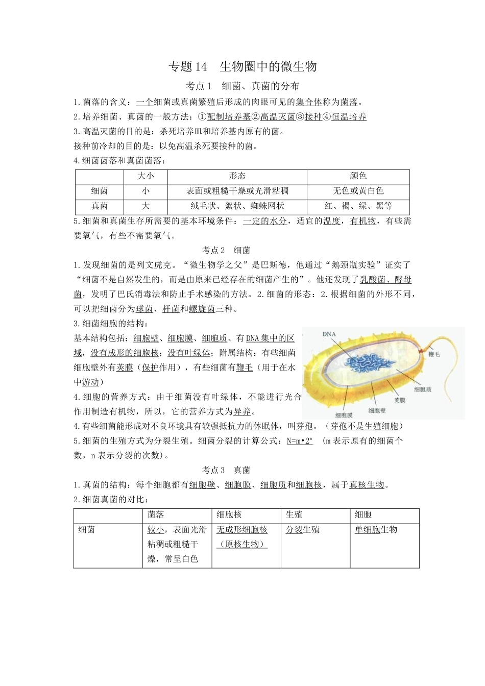 专题14 生物圈中的微生物（知识）-备战2023年中考生物一轮复习考点（全国通用）.docx_第1页