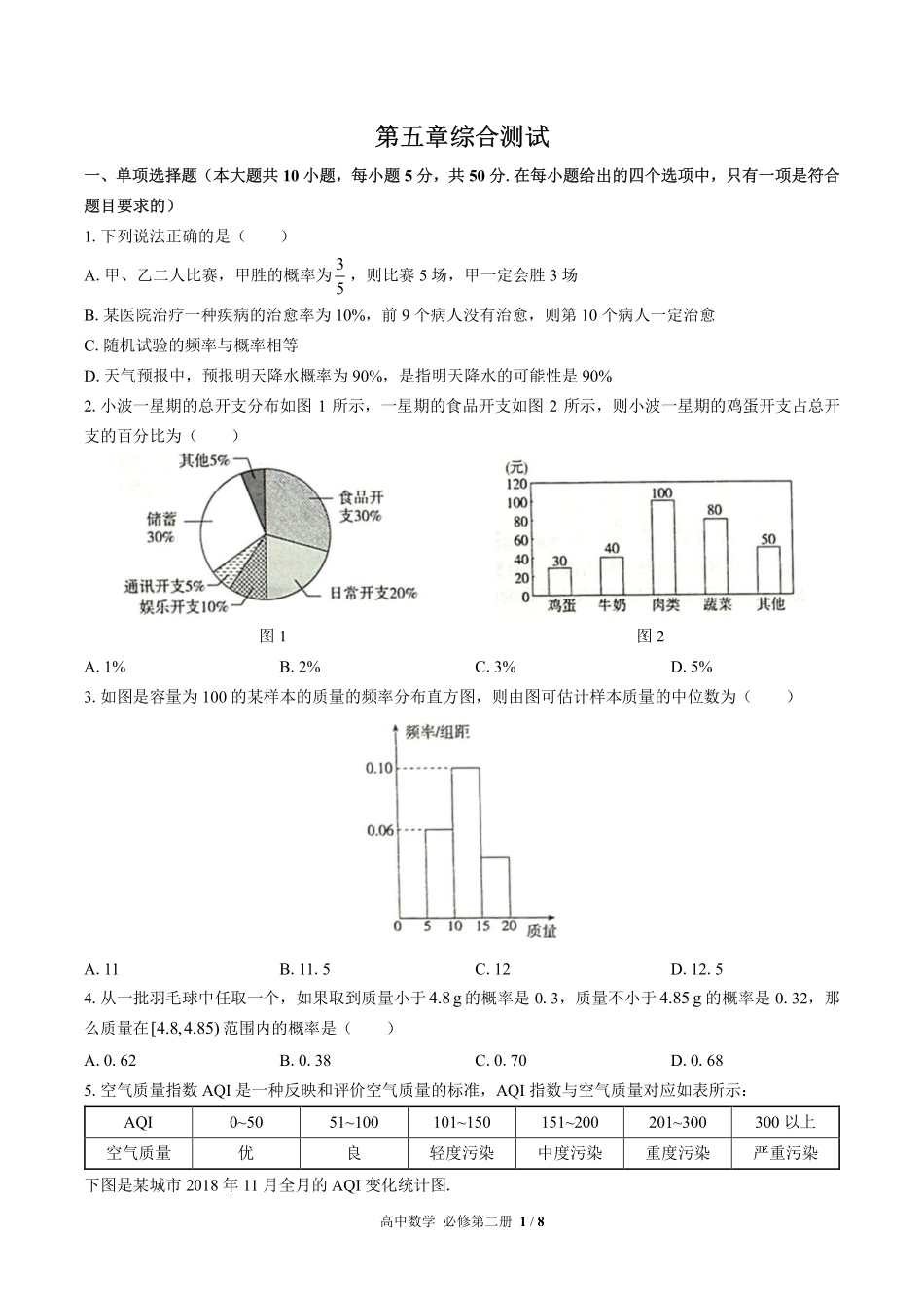 高中数学必修第二册第五章综合测试02含答案解析.pdf_第1页