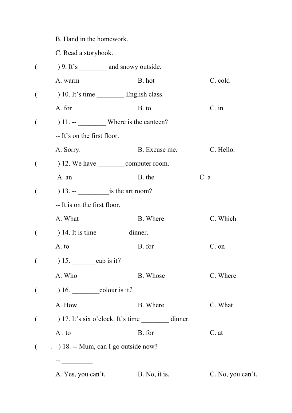 人教PEP版英语【期中易错题分类汇编】单项选择四年级下册含答案.pdf_第2页