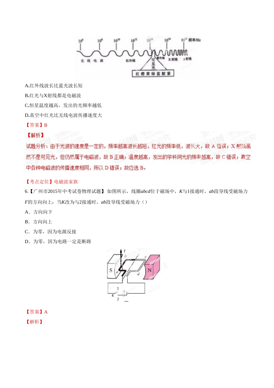 专题15 电与磁 信息的传递与能源（第01期）-2015年中考物理试题分项版解析汇编（解析版）.doc_第3页