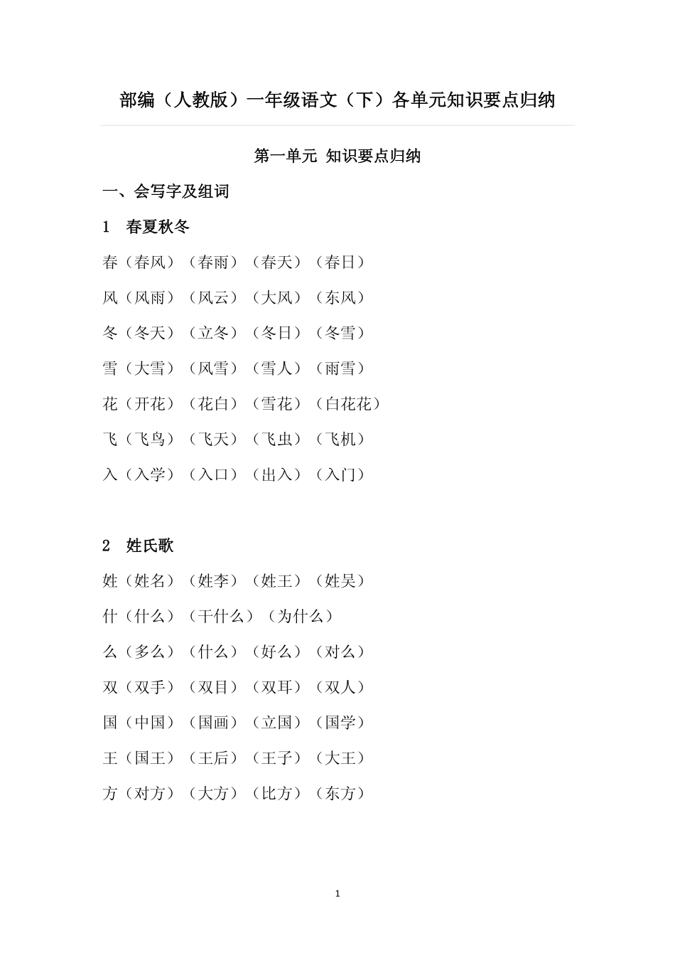 部编版一年级下册课文知识点.pdf_第1页