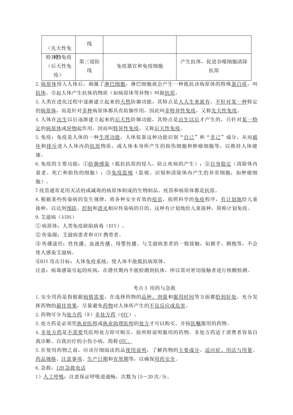 专题17 健康地生活（知识）-备战2023年中考生物一轮复习考点（全国通用）.docx_第2页