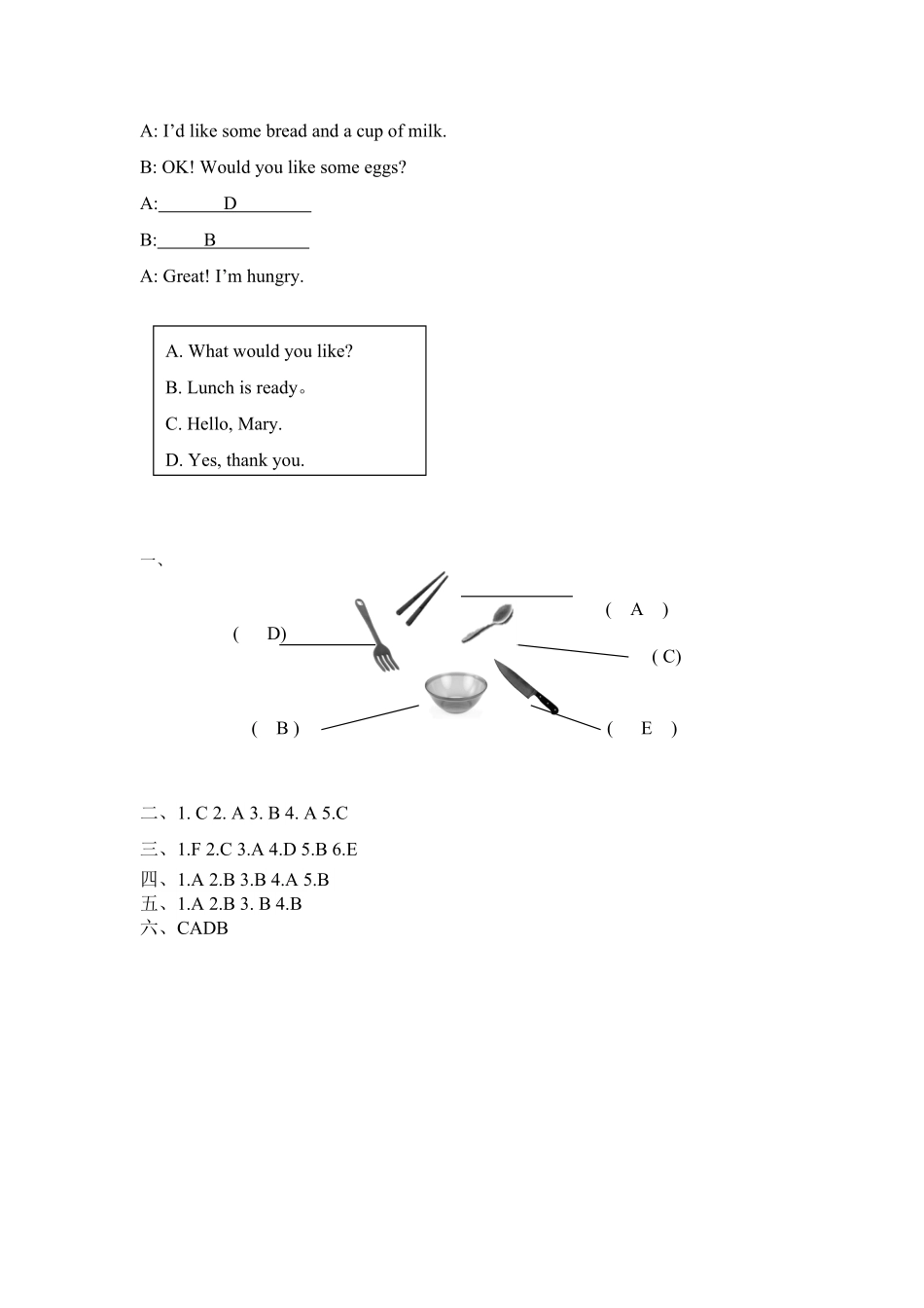 人教PEP版英语四年级上册课时练习-Unit5Dinner'sready第五课时含答案.pdf_第3页