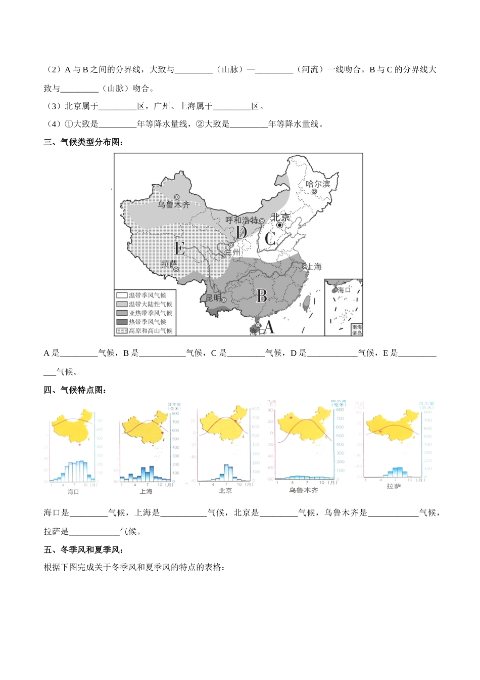 专题18 中国的气候（原卷版）-【识图速记】初中地理必备识图速记手册与变式演练.docx_第2页