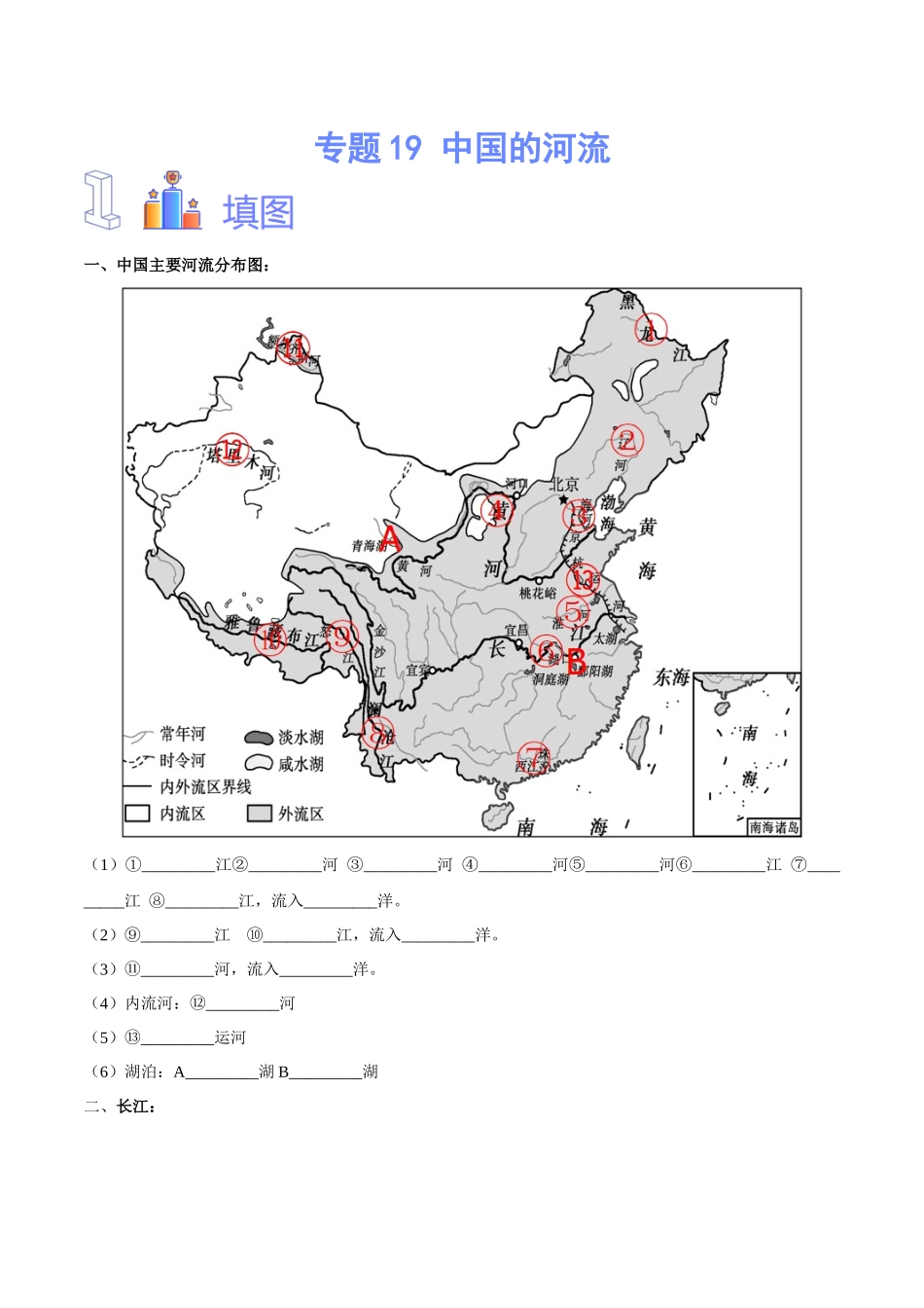 专题19 中国的河流（原卷版）-【识图速记】初中地理必备识图速记手册与变式演练.docx_第1页