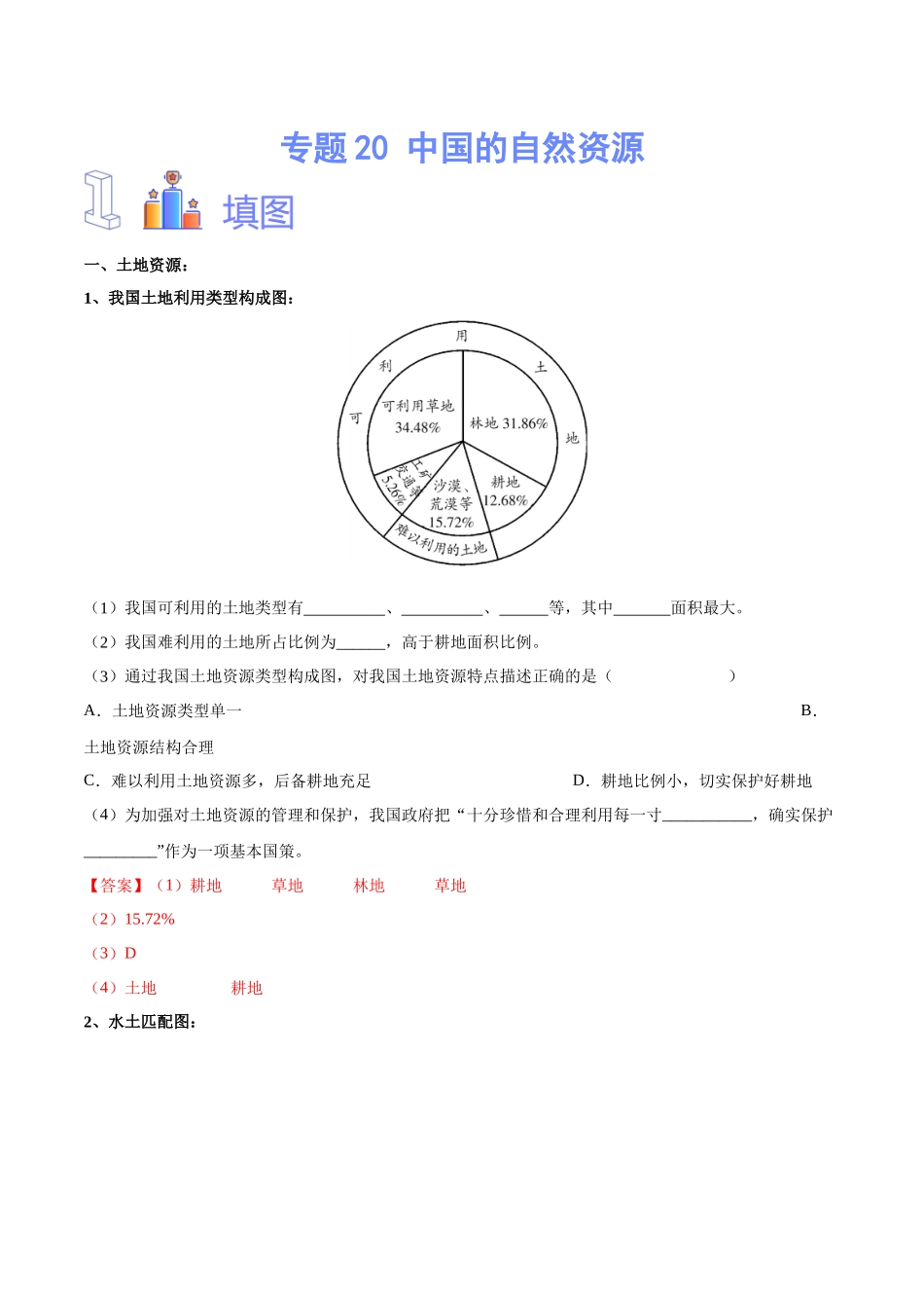 专题20 中国的自然资源（解析版）-【识图速记】初中地理必备识图速记手册与变式演练.docx_第1页