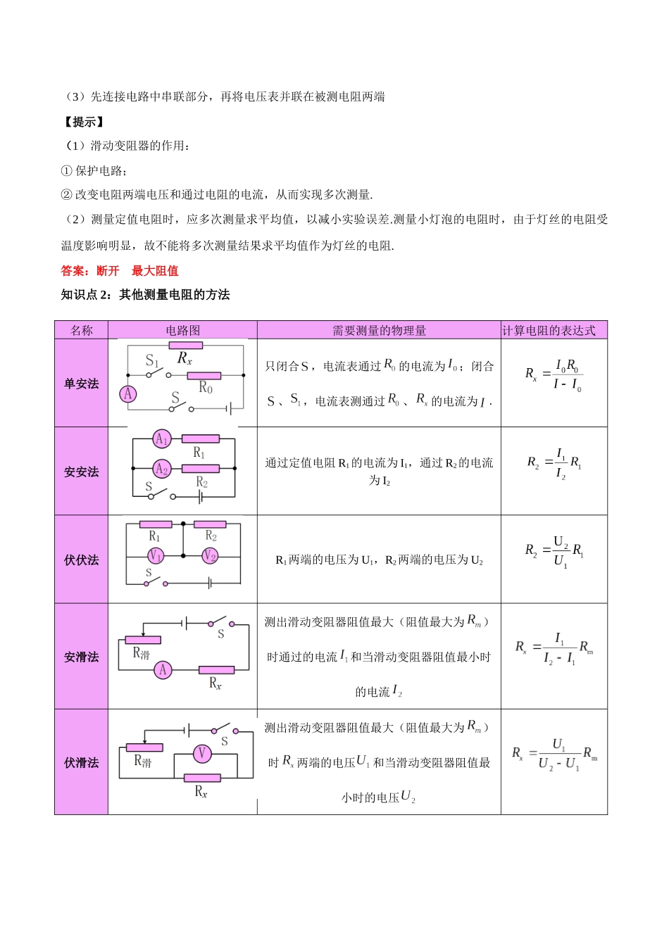 专题23  电阻的测定（解析版）-【一轮复习】2024中考物理专题复习考点全面详解.docx_第2页