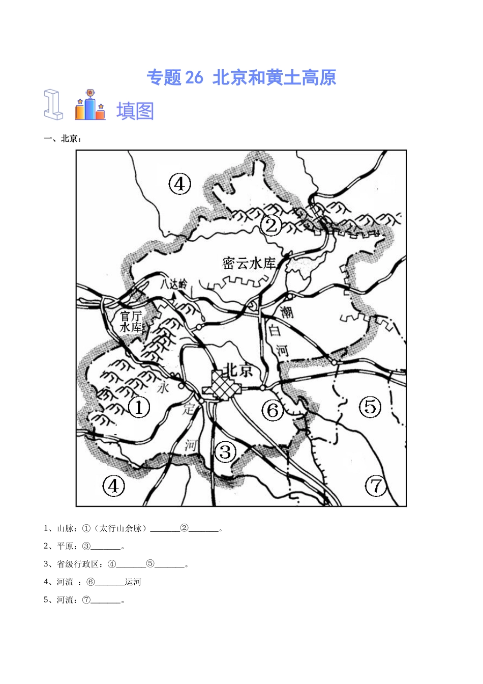 专题26 北京和黄土高原-（原卷版）-【识图速记】初中地理必备识图速记手册与变式演练.docx_第1页