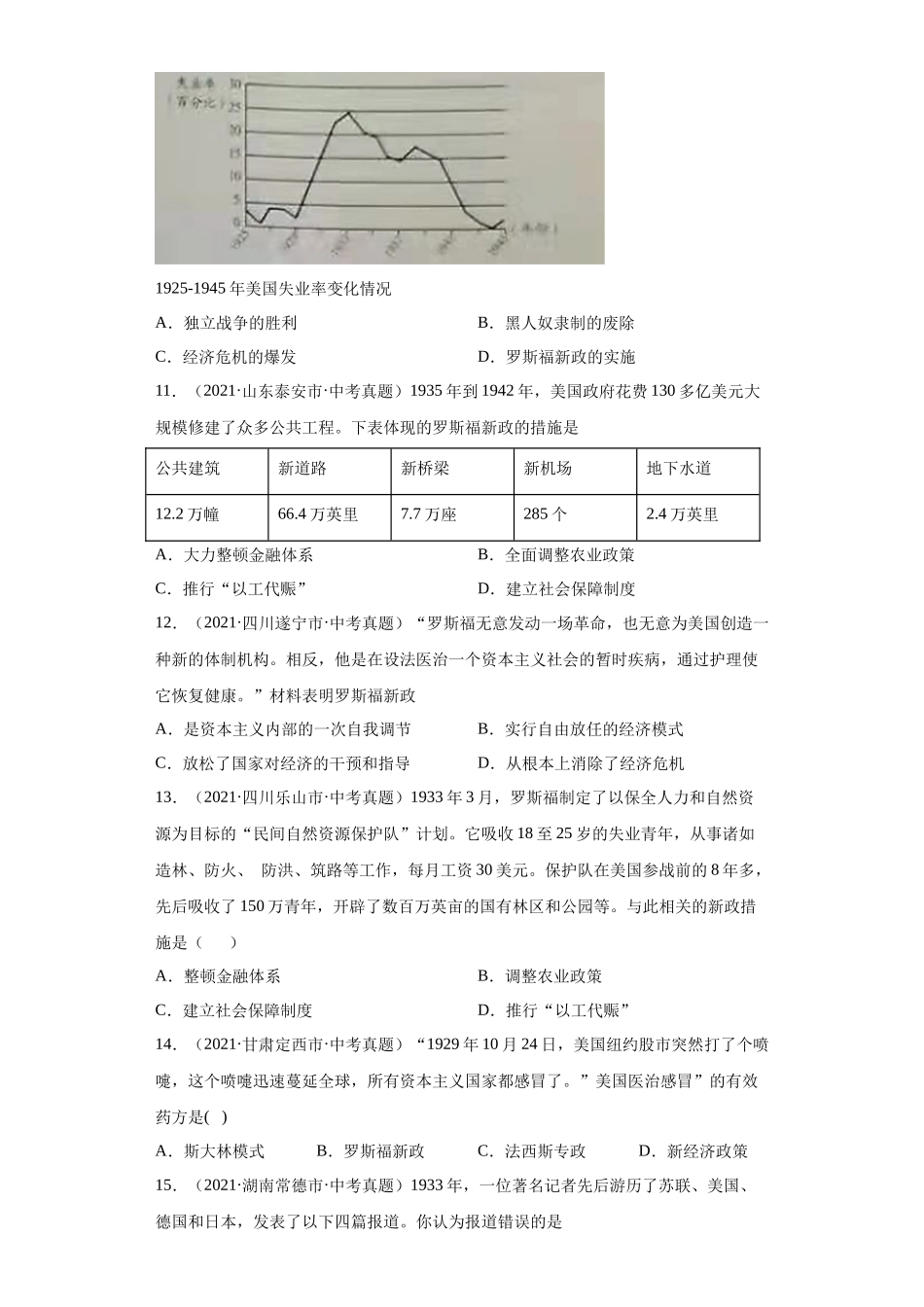 专题28  经济大危机和第二次世界大战（第01期）（原卷版）.docx_第3页