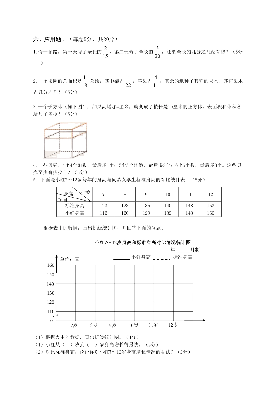 人教版数学五年级下册期末测试卷7（人教版测试试卷含答案.pdf_第3页