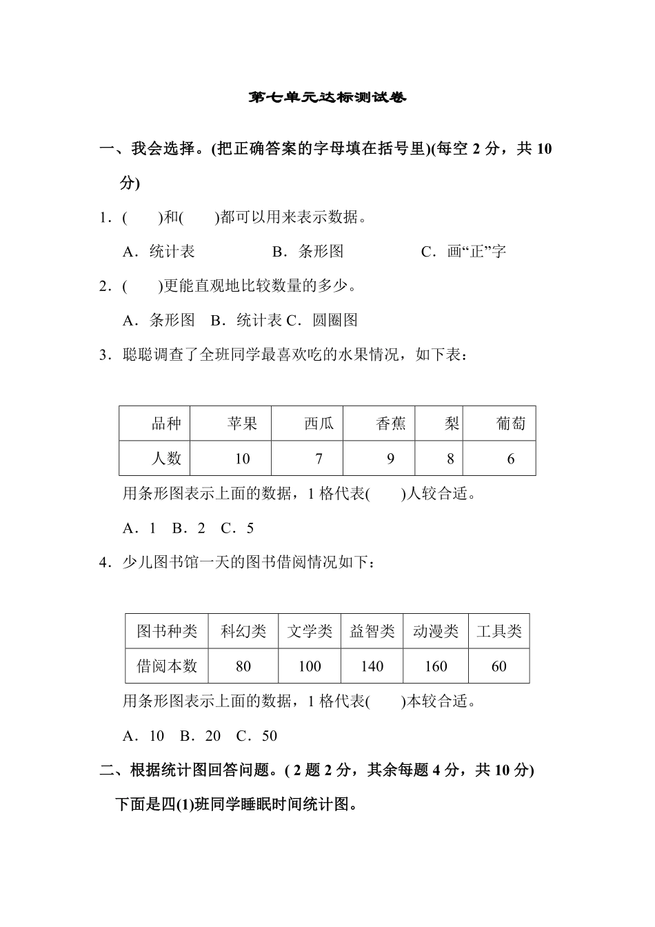 人教版数学四年级上册第七单元达标测试卷测试试卷含答案.pdf_第1页