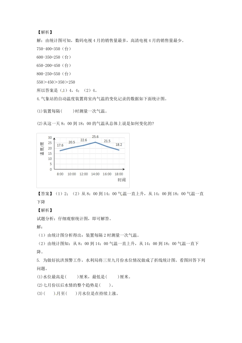 人教版数学五年级下册【精品】第七单元第2课复式折线统图-1测试试卷含答案.pdf_第3页