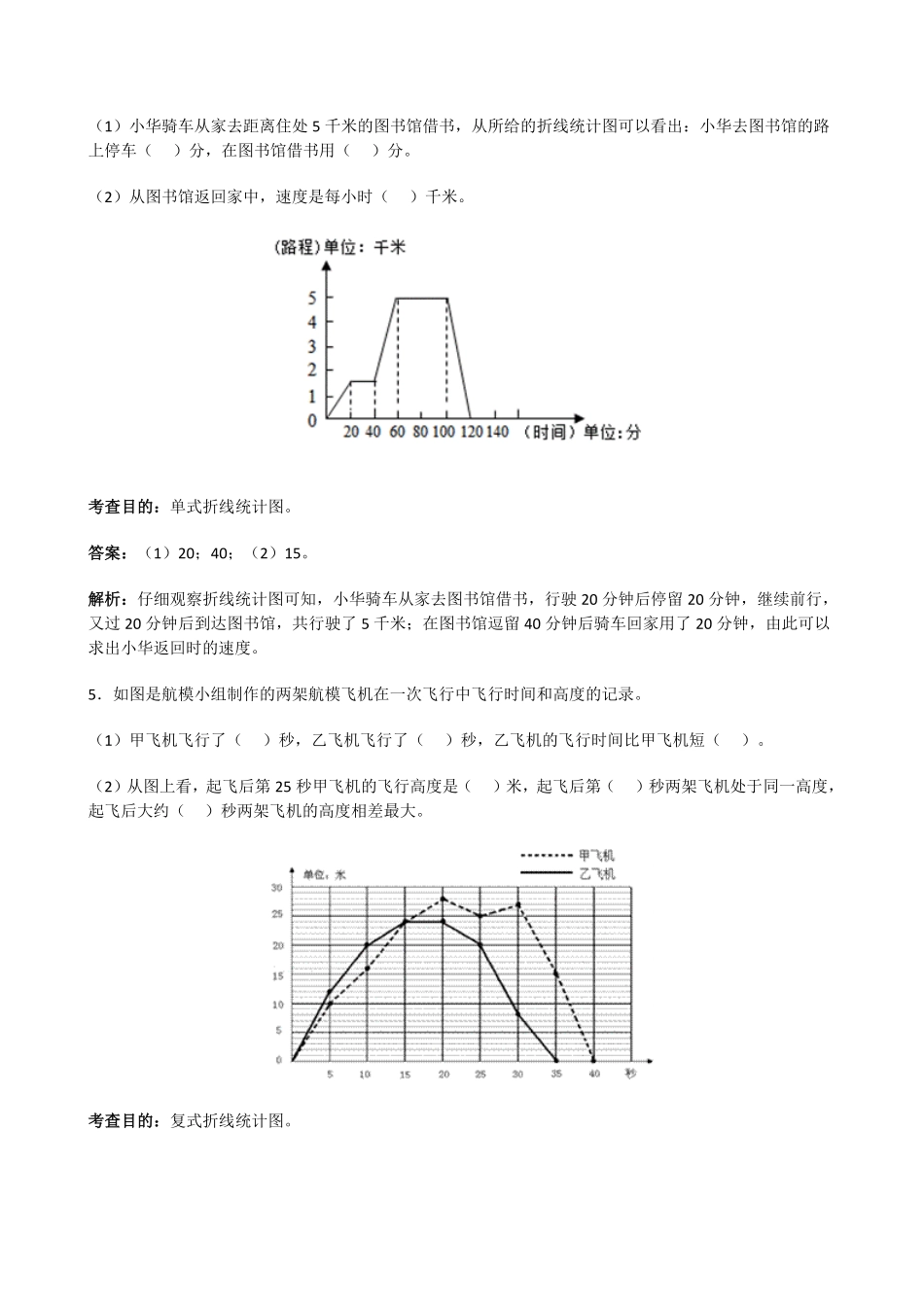 人教版数学五年级下册《折线统计图》同步练习测试试卷含答案.pdf_第3页