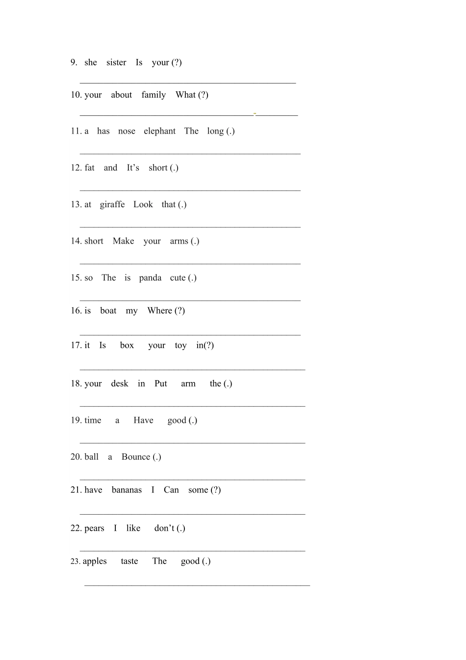 三年级下册英语期末专项卷句子人教PEP版含答案.pdf_第3页