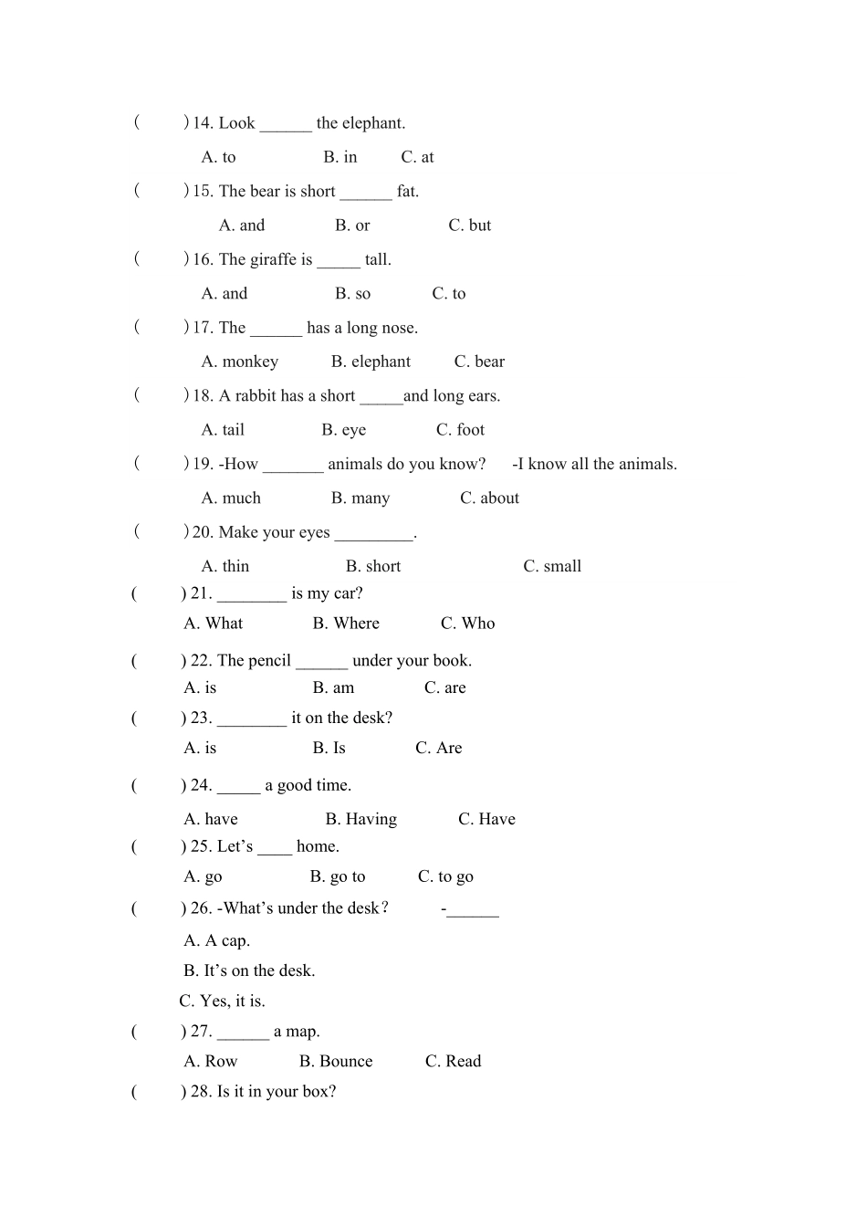 三年级下册英语期末专项卷单选人教PEP版含答案.pdf_第2页