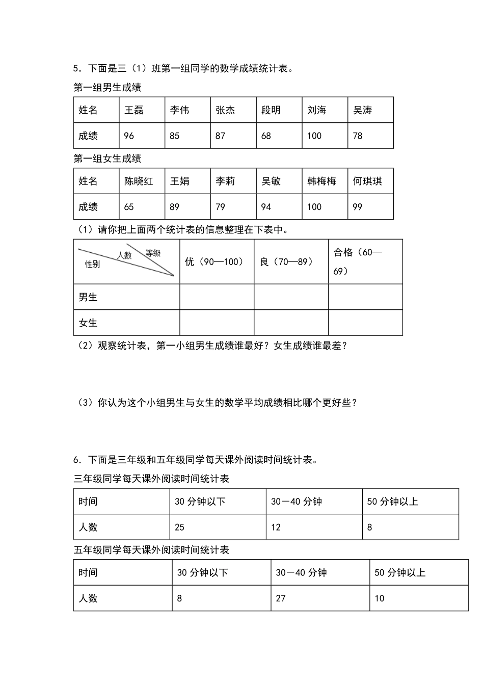 三年级数学下册典型例题系列之第三单元：复式统计表专项练习原卷版人教版.pdf_第3页