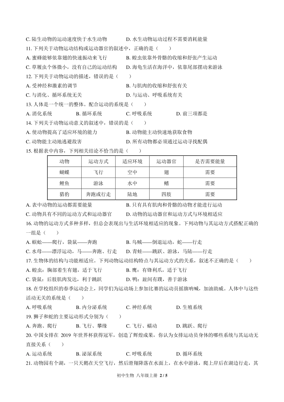 苏教版初中生物八年级上册第十七章综合测试试卷-含答案03.pdf_第2页