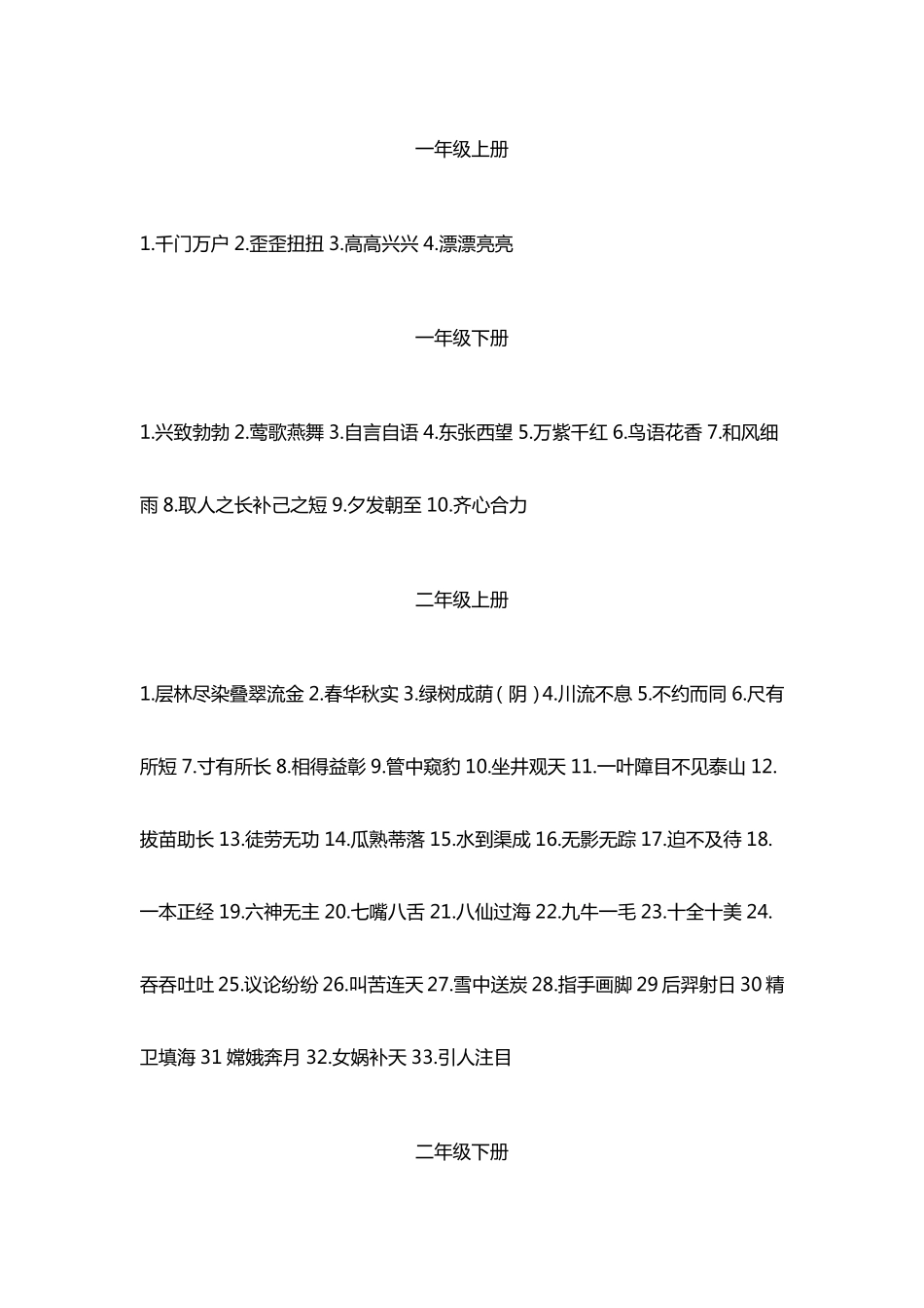 小学1-6年级各个年级必须知道的成语汇总.pdf_第1页