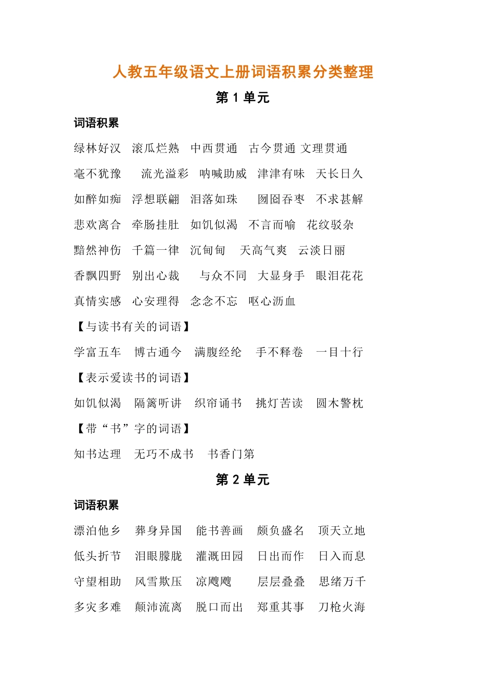 人教五年级语文上册词语积累分类整理.pdf_第1页
