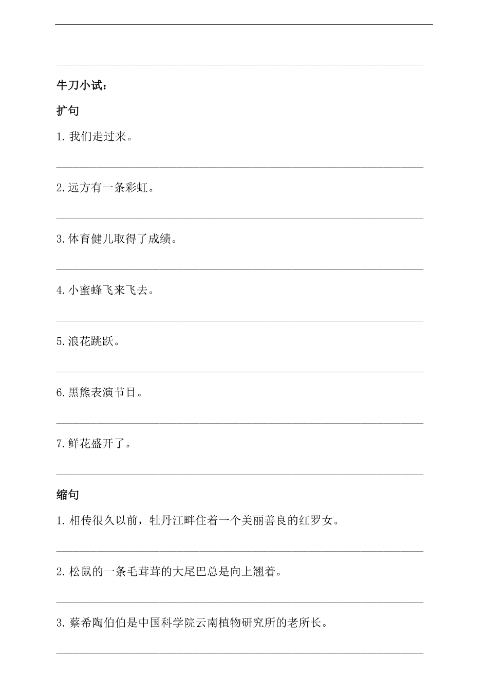 人教统编版小升初语文总复习专题八·扩句、缩句同步练习含答案.pdf_第2页