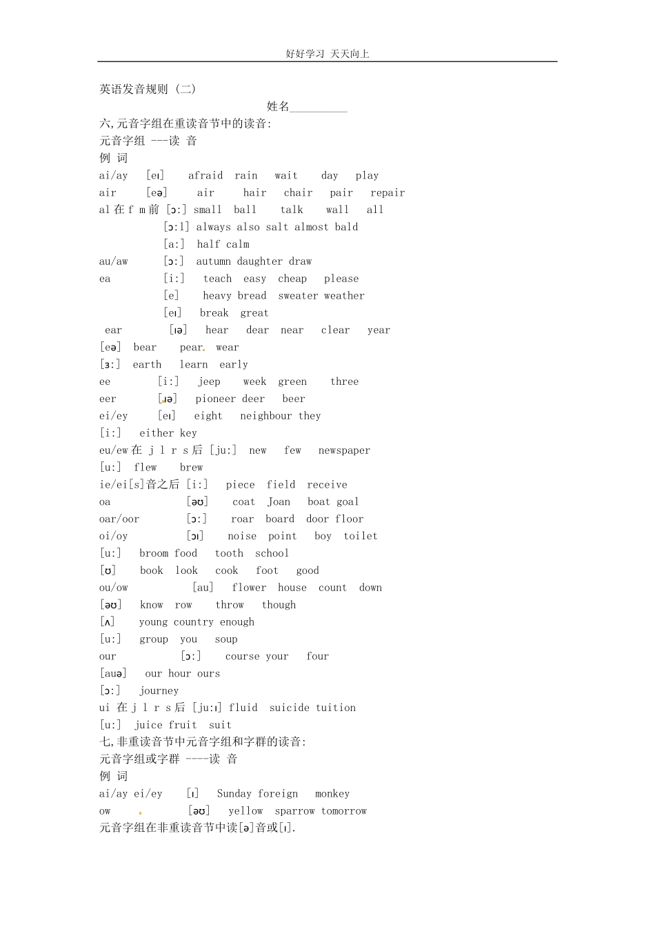 小升初英语知识点专项复习专题一语音试题1.pdf_第3页