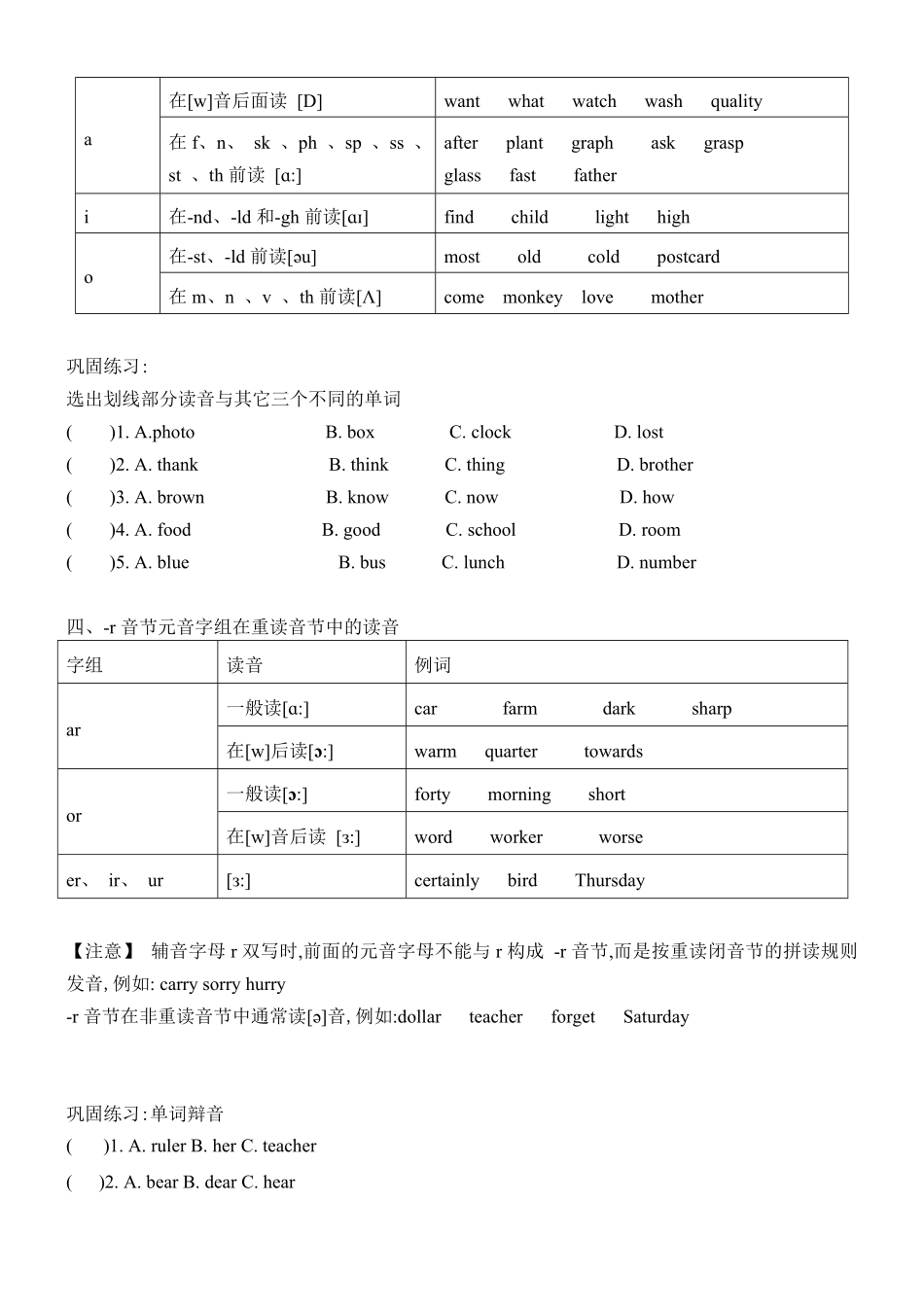 小升初英语题型分类讲义辨音题学案.pdf_第3页
