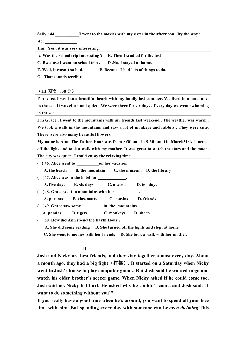 人教版英语七年级下册Unit11Howwasyourschooltrip单元检测试卷含答案.pdf_第3页