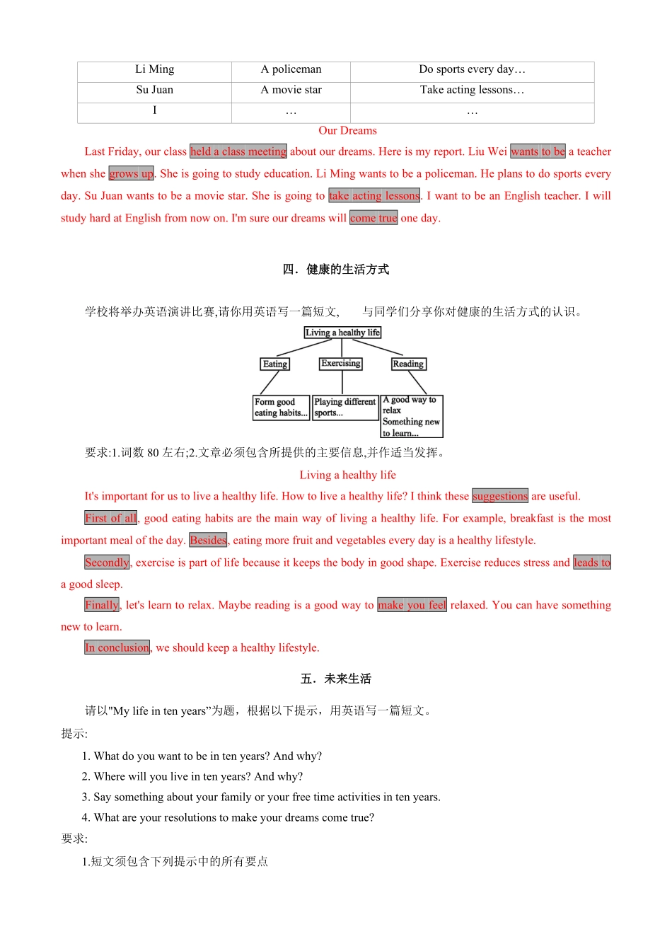 人教版英语八年级上册专题11.书面表达必考点及专练（教师版含答案.pdf_第2页