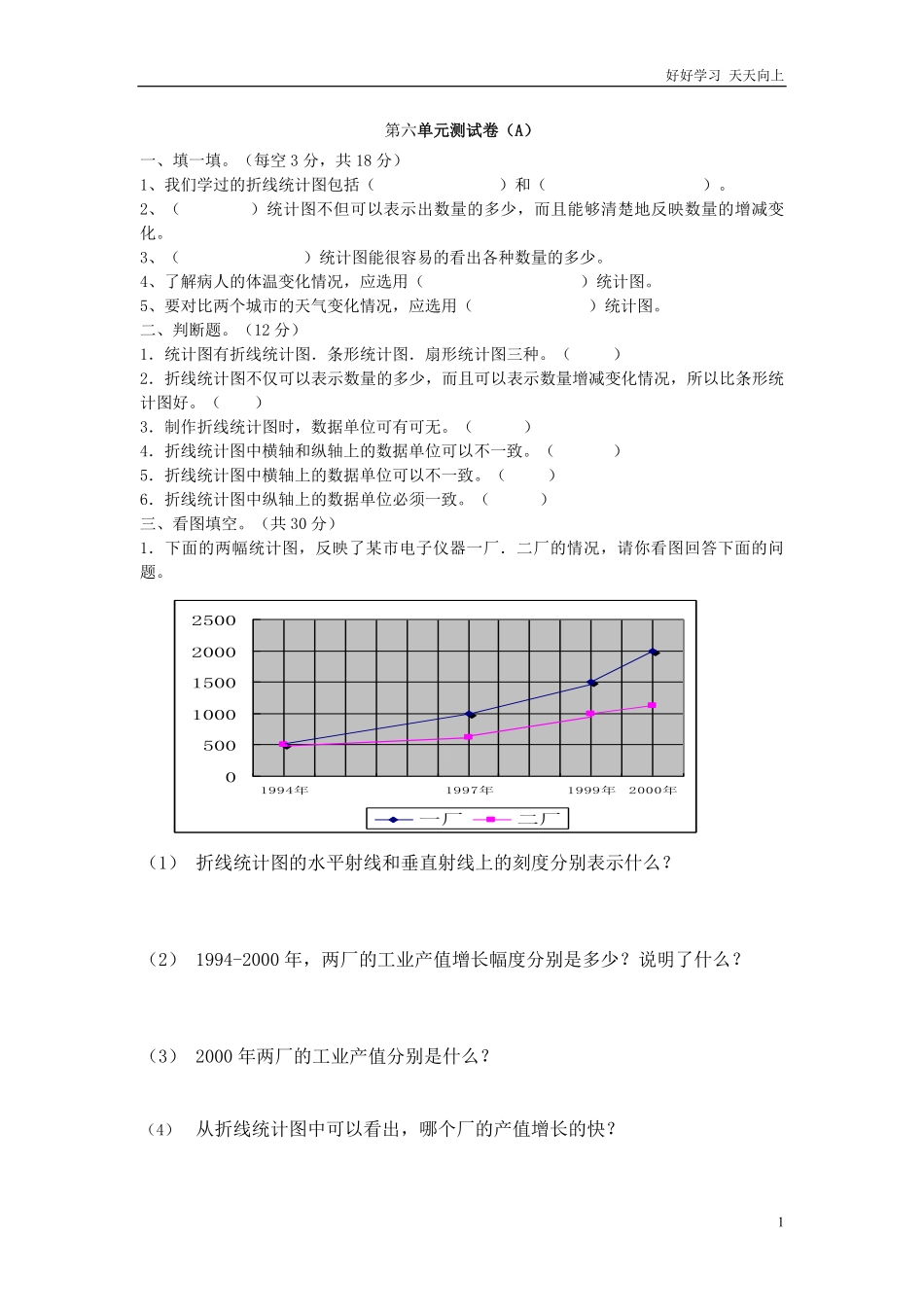 西师大版数学五年级下册第六单元测试卷A及答案.pdf_第1页