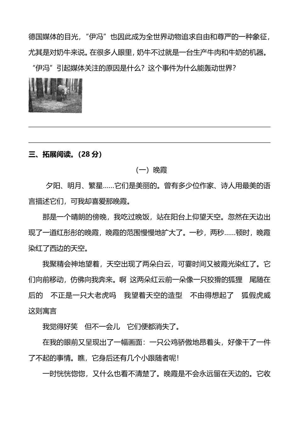 人教版小学语文5年级上册期中测试卷六附答案.pdf_第3页