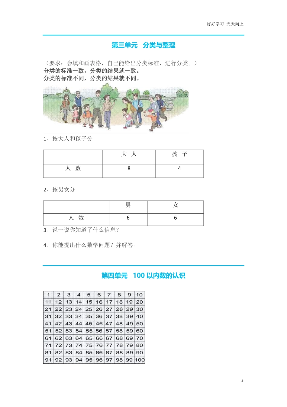 人教版小学一年级数学下册知识点预习.pdf_第3页
