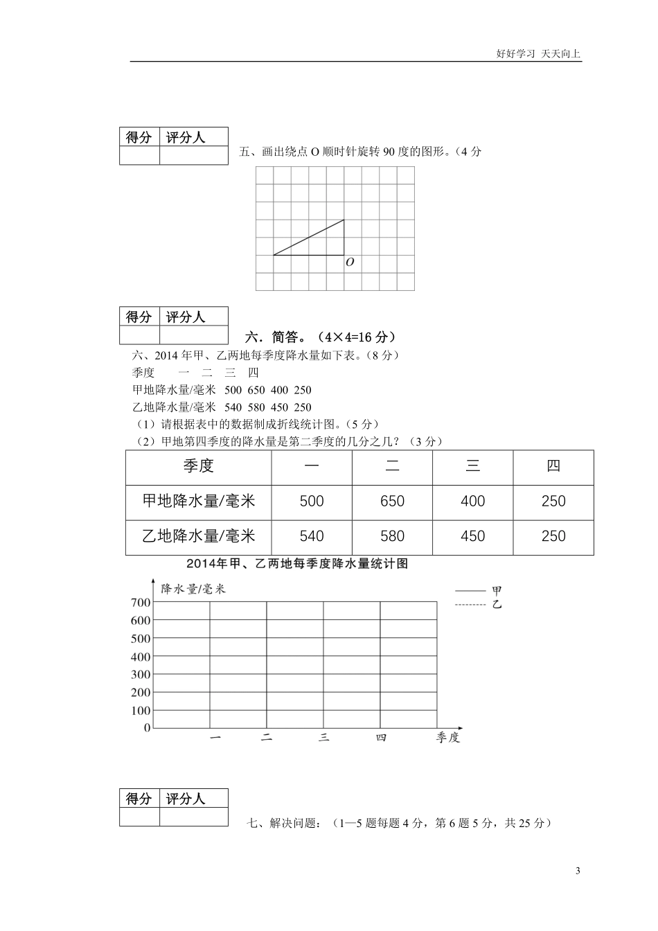 五年级数学试卷模板.pdf_第3页