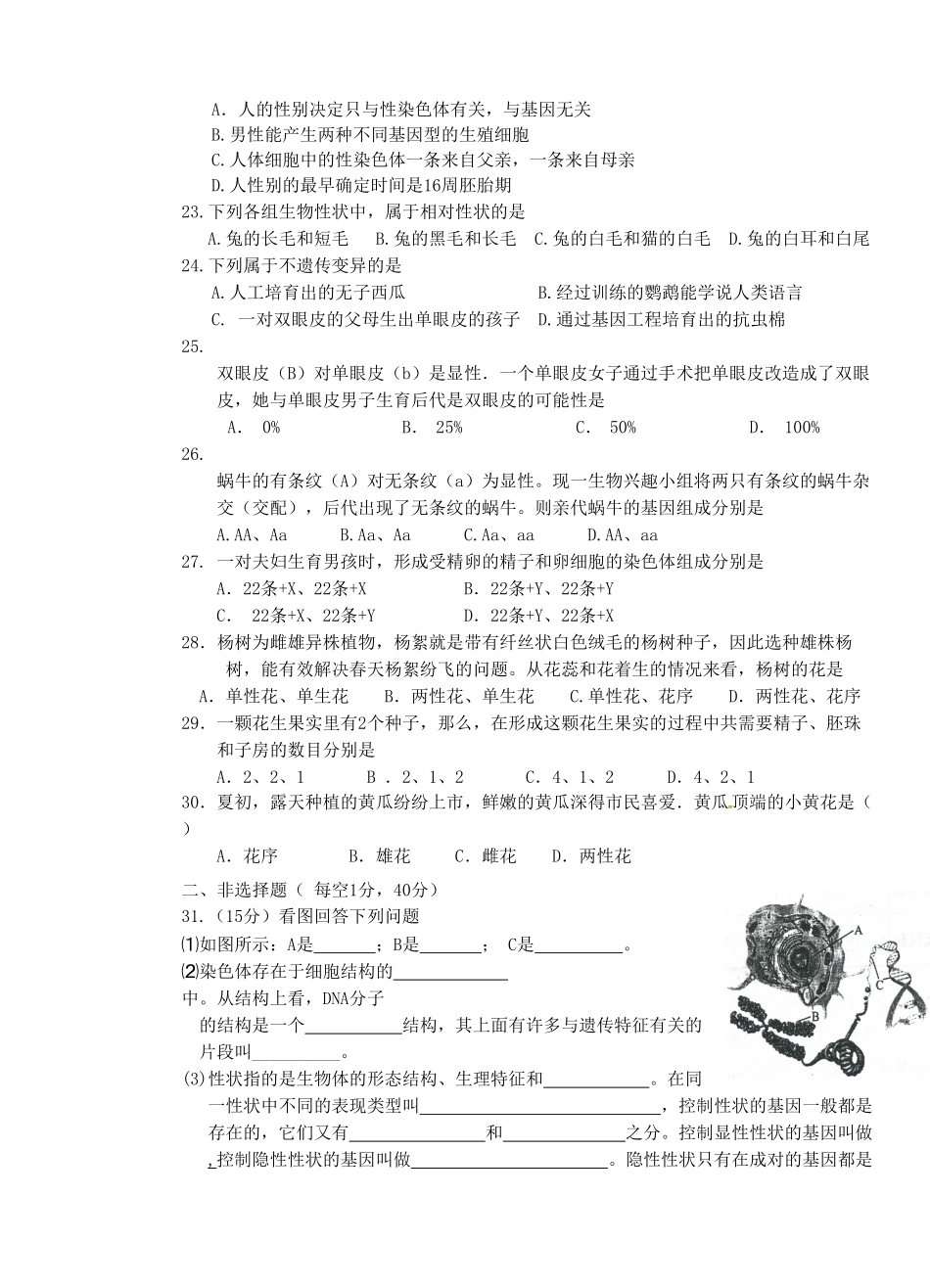 人教版生物八年级上册期中测试卷11（含答案含答案.pdf_第3页