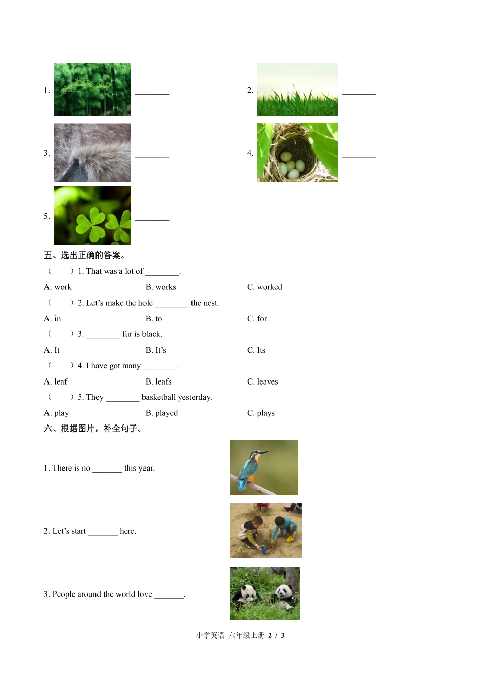外研社版三年级起点小学英语六年级上册Unit5单元测试试卷-含答案01.pdf_第2页