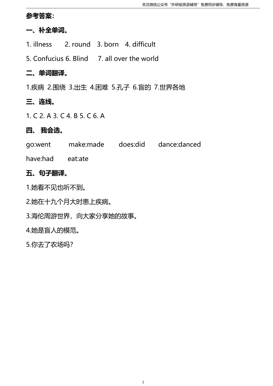 外研版一起点六年级下册M7U2同步练习及答案.pdf_第3页