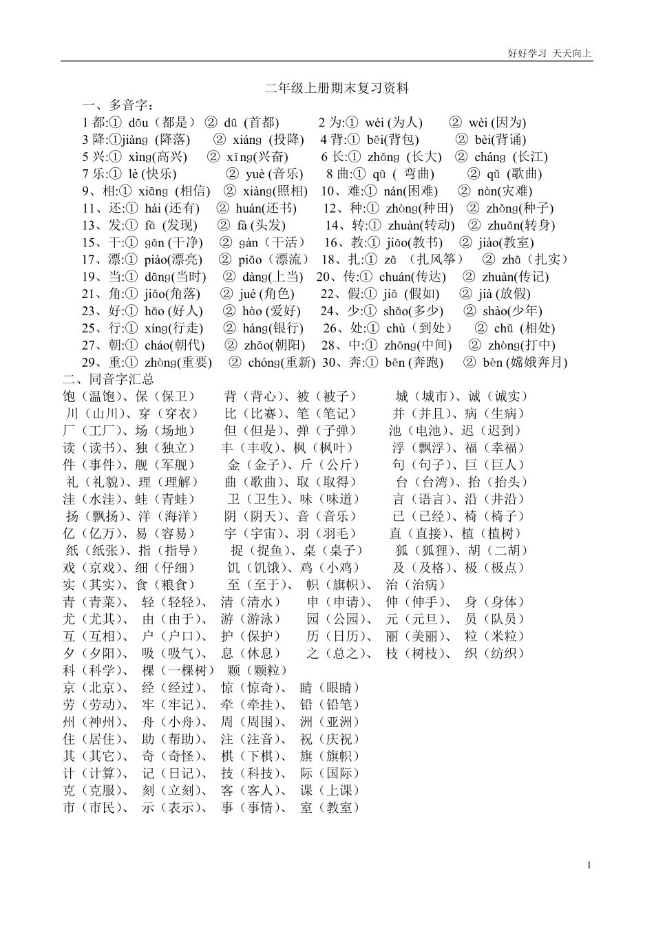 人教版二年级上册语文复习知识点.pdf_第1页